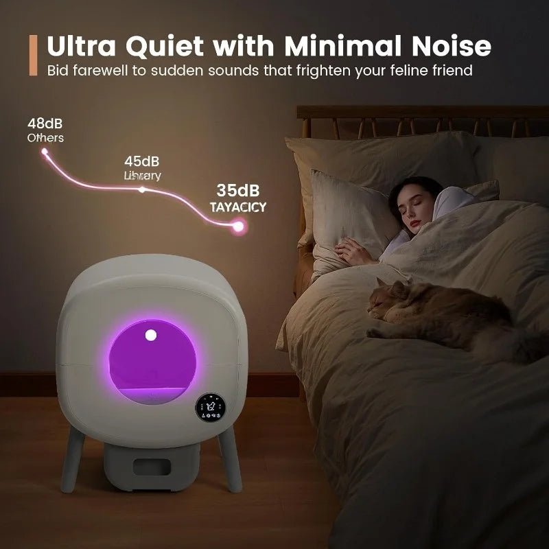 Extra Large Automatic Litter Box Self Cleaning for Multiple Cats, Odor - Free, App - Controlled, Ambient Light Waste Disposal - Firstpetcentral