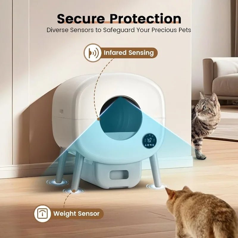 Extra Large Automatic Litter Box Self Cleaning for Multiple Cats, Odor - Free, App - Controlled, Ambient Light Waste Disposal - Firstpetcentral