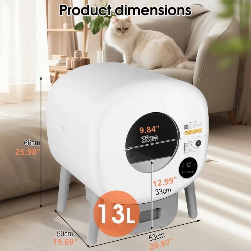 Extra Large Automatic Litter Box Self Cleaning for Multiple Cats, Odor - Free, App - Controlled, Ambient Light Waste Disposal - Firstpetcentral