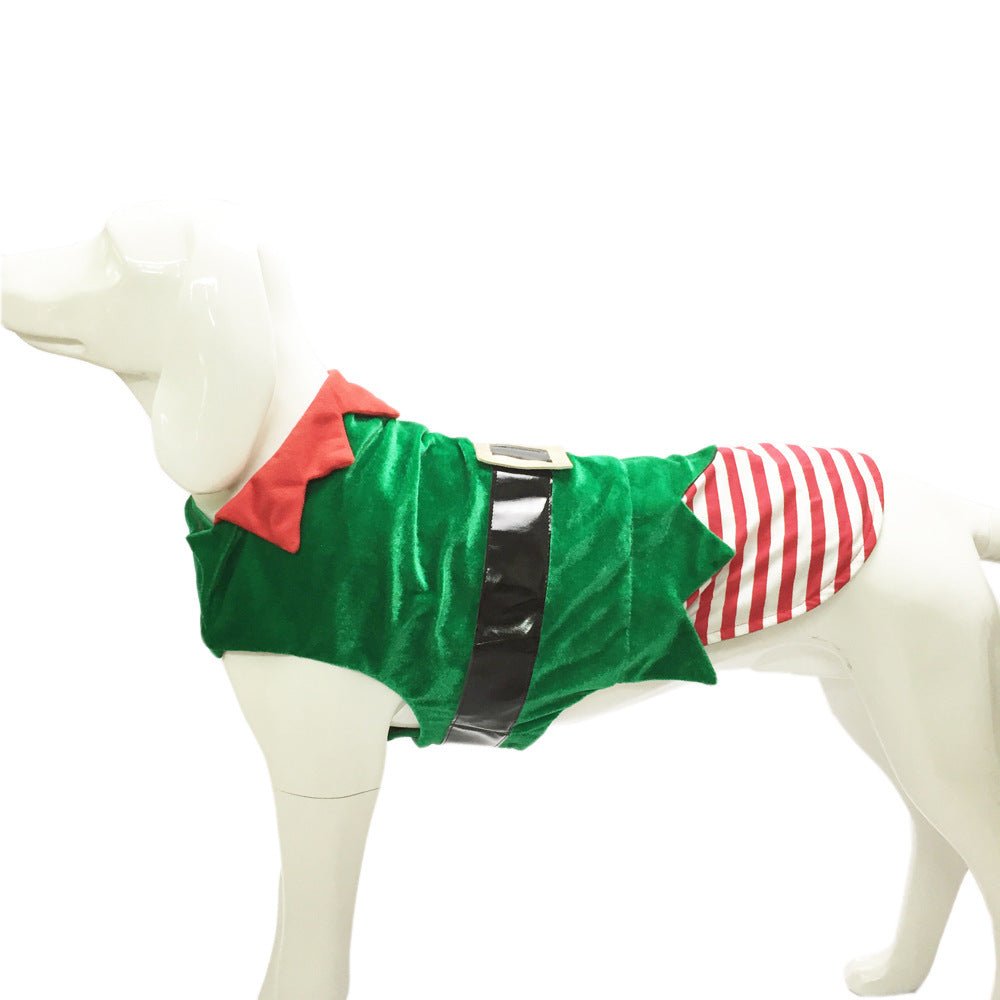 Fashion Christmas Clothes Green Elf Pet Dog Christmas Costume - Firstpetcentral
