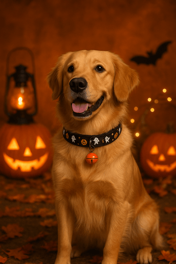 Halloween Pet Collars Dog Collars Festive Collars Leash Pumpkin Bells with Smiley Faces - Firstpetcentral