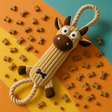 Jute And Rope Plush Cow - Pet Toy