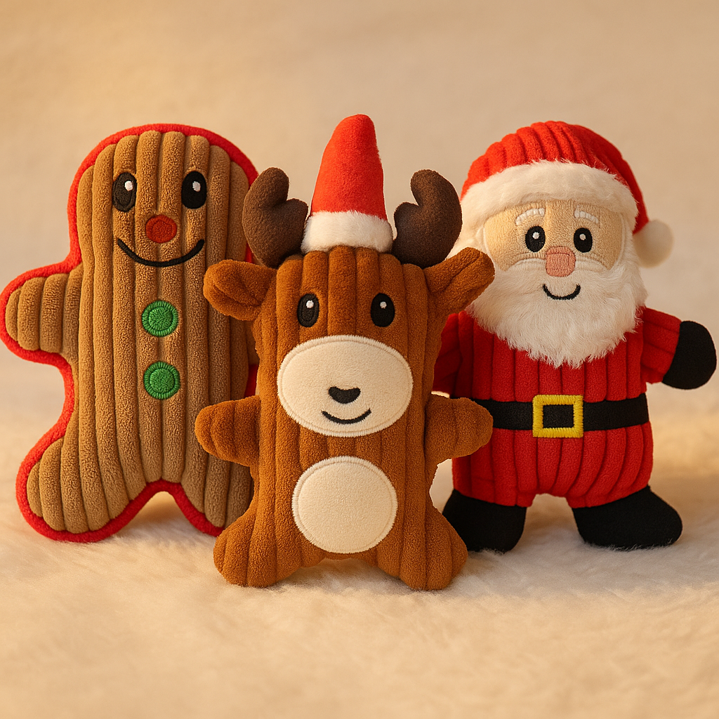 Christmas Santa Claus Pet Dog Toys Chew Squeaker Pet Plush Toys For Dogs Cute Biting Rope Sound Toys