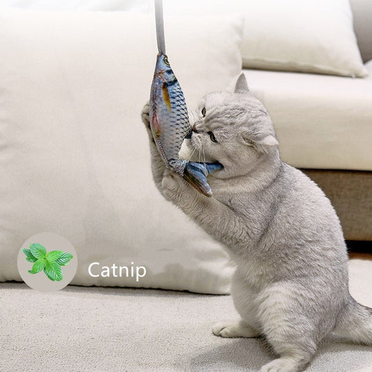 Interactive Cat Fish Toy with Catnip - Plush Teasing Toy for Cats - Firstpetcentral