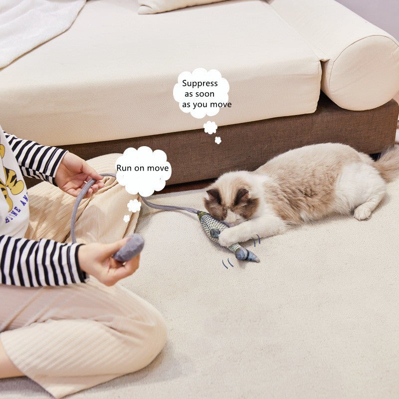 Interactive Cat Fish Toy with Catnip - Plush Teasing Toy for Cats - Firstpetcentral