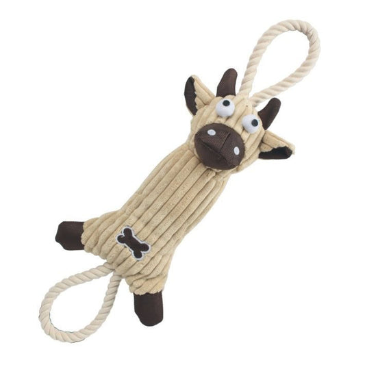 Jute And Rope Plush Cow - Pet Toy - Firstpetcentral