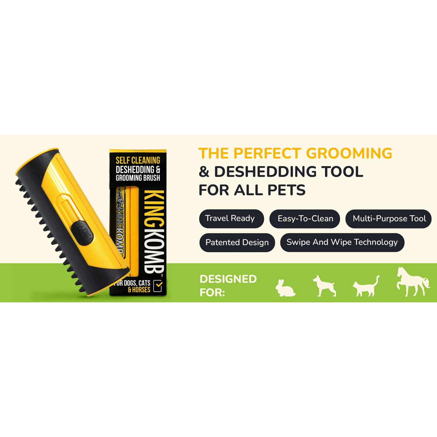 King Kanine Self - Cleaning Dog & Cat Brush for Shedding - Firstpetcentral