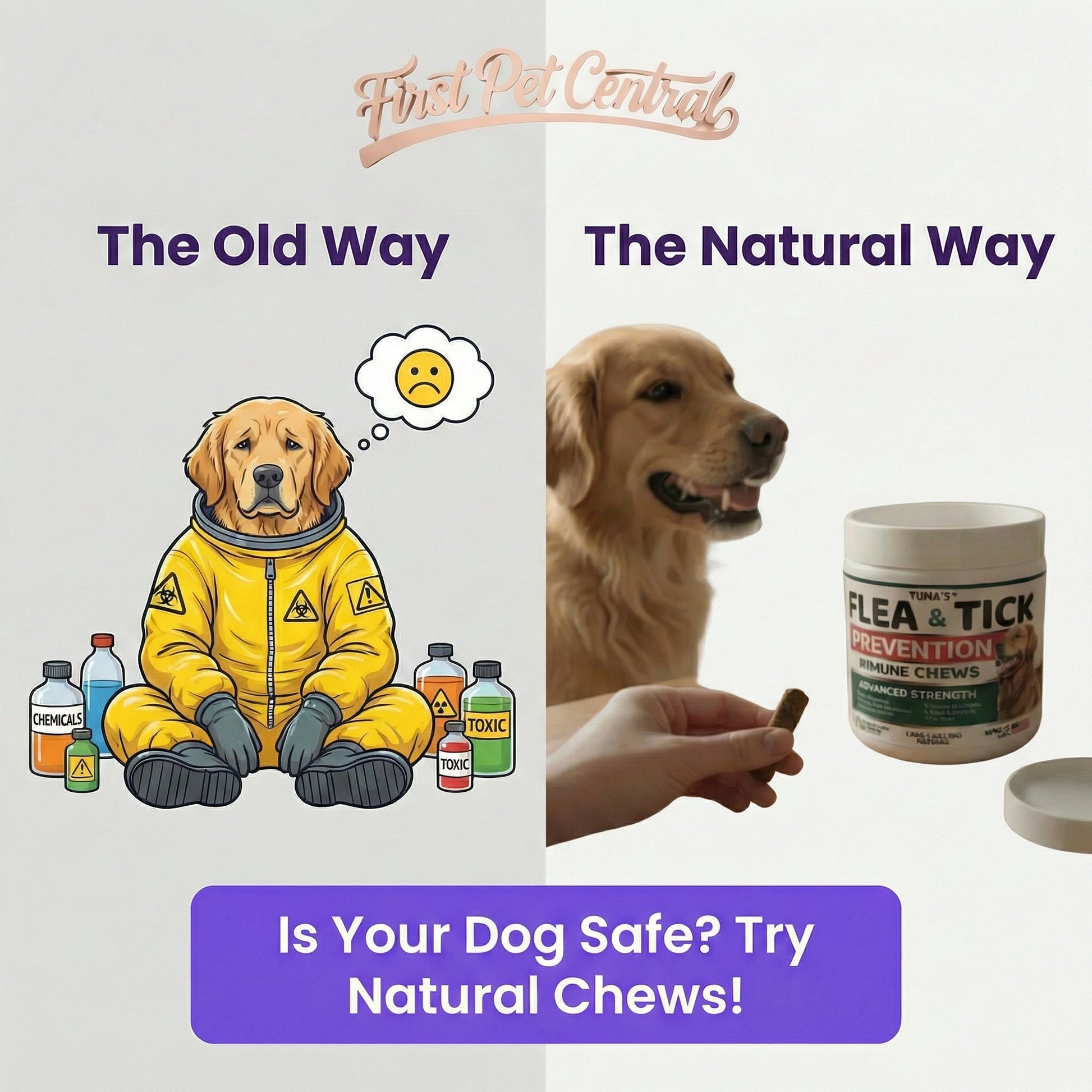 Natural Flea & Tick Chews for Dogs – Long - Lasting, USA Made, All Breeds - Firstpetcentral