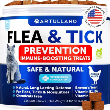 Natural Flea & Tick Prevention for Cats – Chewable Supplement with Vitamins (135 Soft Chews) - Firstpetcentral