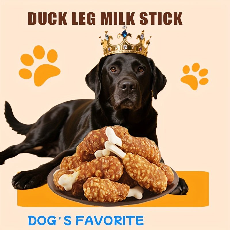 Nutritious Duck Leg Milk Stick Pet Snacks for Cats and Dogs - Ideal for Weight Gain, Teeth Grinding, Dental Cleaning, and Training - Suitable for Small, Medium, and Large Dogs, Pet Food, Teething Sticks - Firstpetcentral