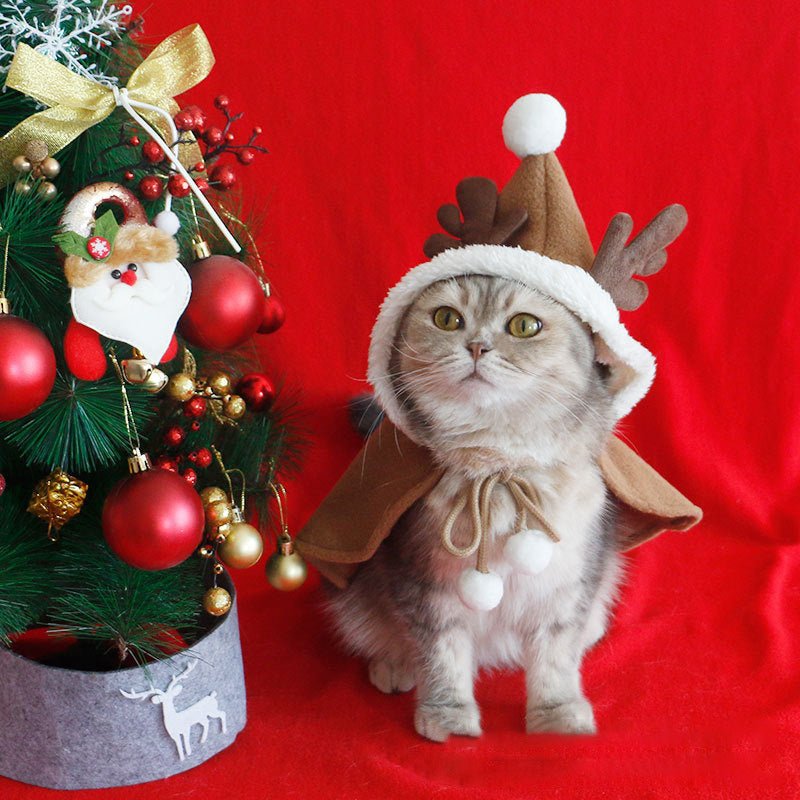 Pet Christmas Cloak Cat Dog Supplies Winter Warm Shawl Cloak - Firstpetcentral