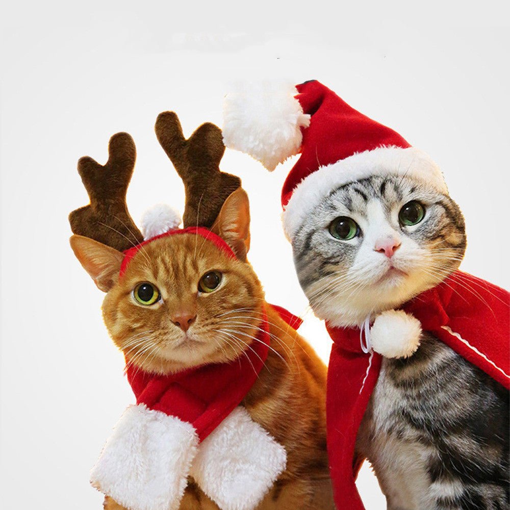 Pet Christmas Cloak Hat Holiday Suit - Firstpetcentral