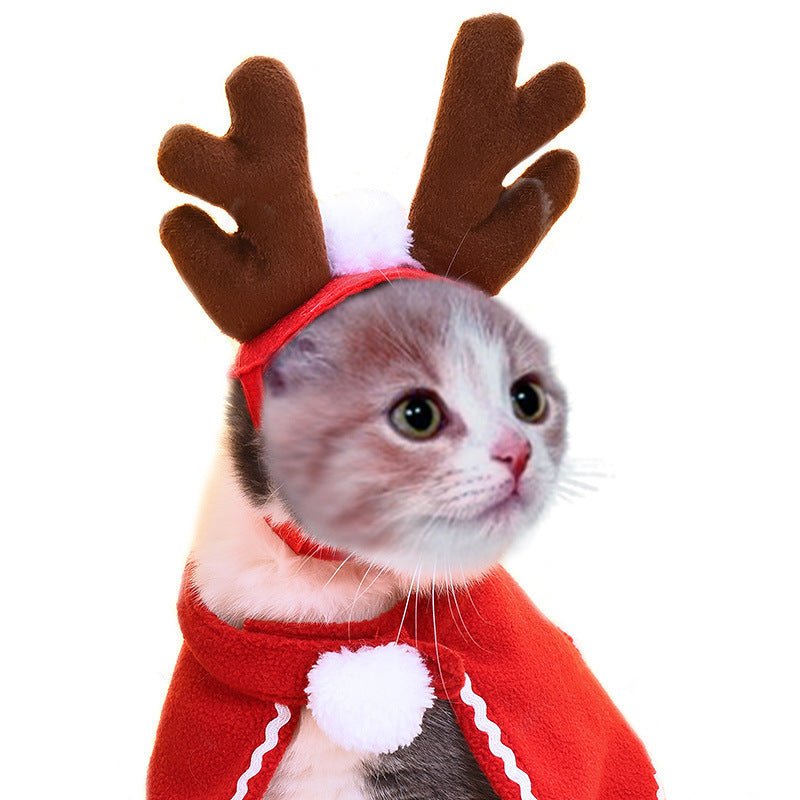 Pet Christmas Cloak Hat Holiday Suit - Firstpetcentral