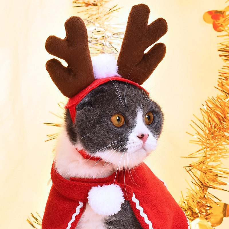 Pet Christmas Suit Cat Dog Cloak Hat - Firstpetcentral