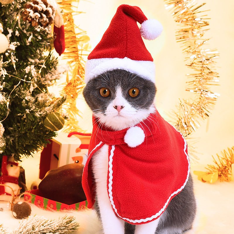 Pet Christmas Suit Cat Dog Cloak Hat - Firstpetcentral
