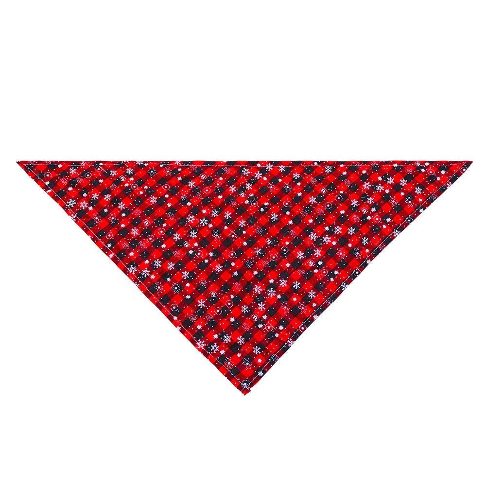 Pet Christmas Triangular Binder Plaid Snowflake Dog Pure Cotton - Firstpetcentral