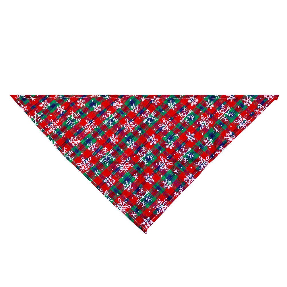 Pet Christmas Triangular Binder Plaid Snowflake Dog Pure Cotton - Firstpetcentral