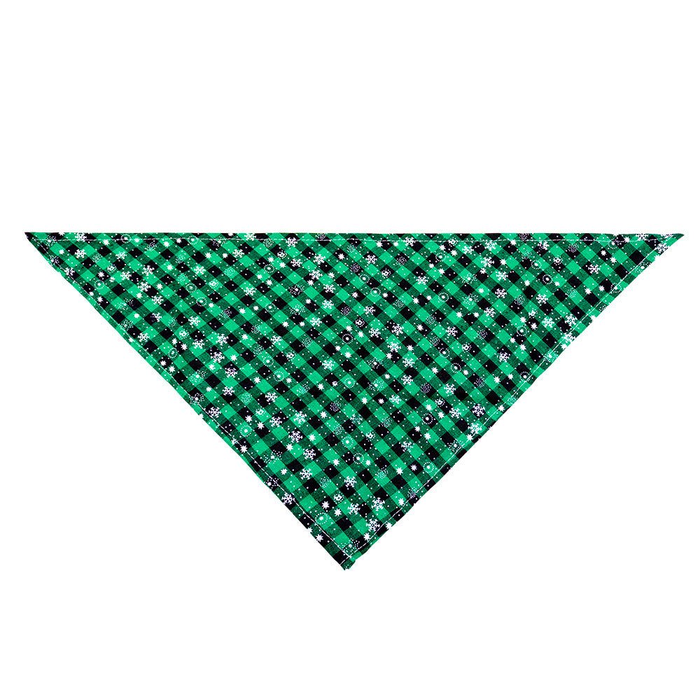 Pet Christmas Triangular Binder Plaid Snowflake Dog Pure Cotton - Firstpetcentral