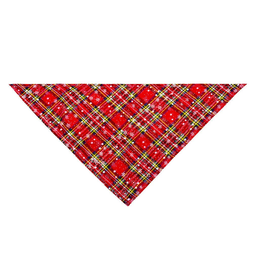 Pet Christmas Triangular Binder Plaid Snowflake Dog Pure Cotton - Firstpetcentral