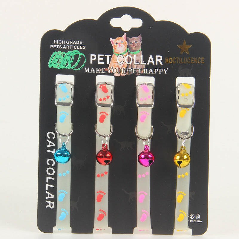 Pet Collars Cat and Dog Luminous Bell Collars Adjustable Rubber Luminous Dog Walking Supplies - Firstpetcentral