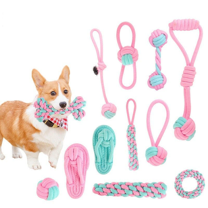 Pet Cotton Knot Toys Combination Biting Molar Dog Toys Pet Toys - Firstpetcentral