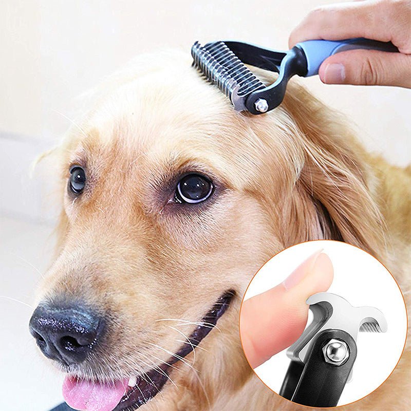 Pet Deshedding Brush for Dogs and Cats - Double - Sided Undercoat Rake for Dogs & Cats - Shedding Comb and Dematting Tool for Grooming, Extra Wide - Firstpetcentral
