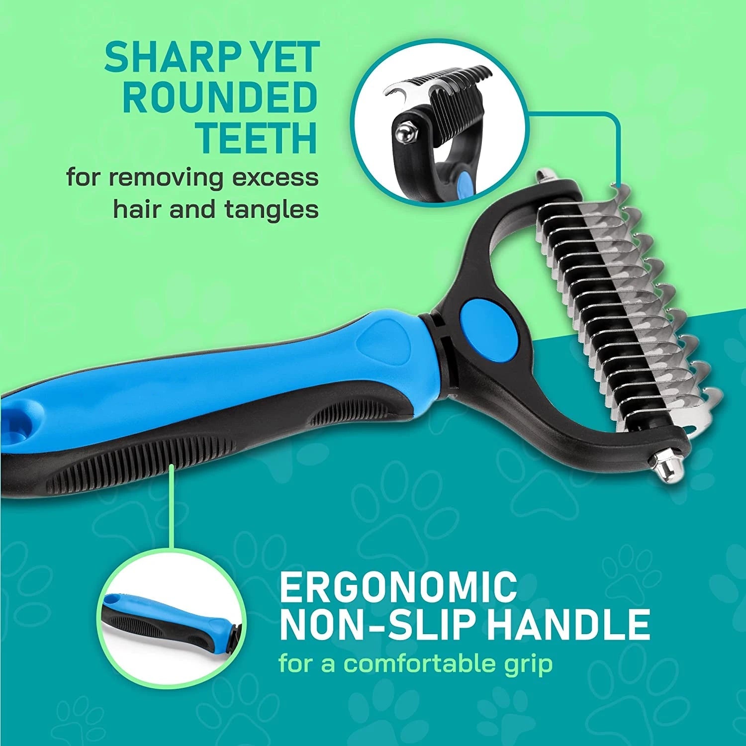 Pet Deshedding Brush for Dogs and Cats - Double - Sided Undercoat Rake for Dogs & Cats - Shedding Comb and Dematting Tool for Grooming, Extra Wide - Firstpetcentral