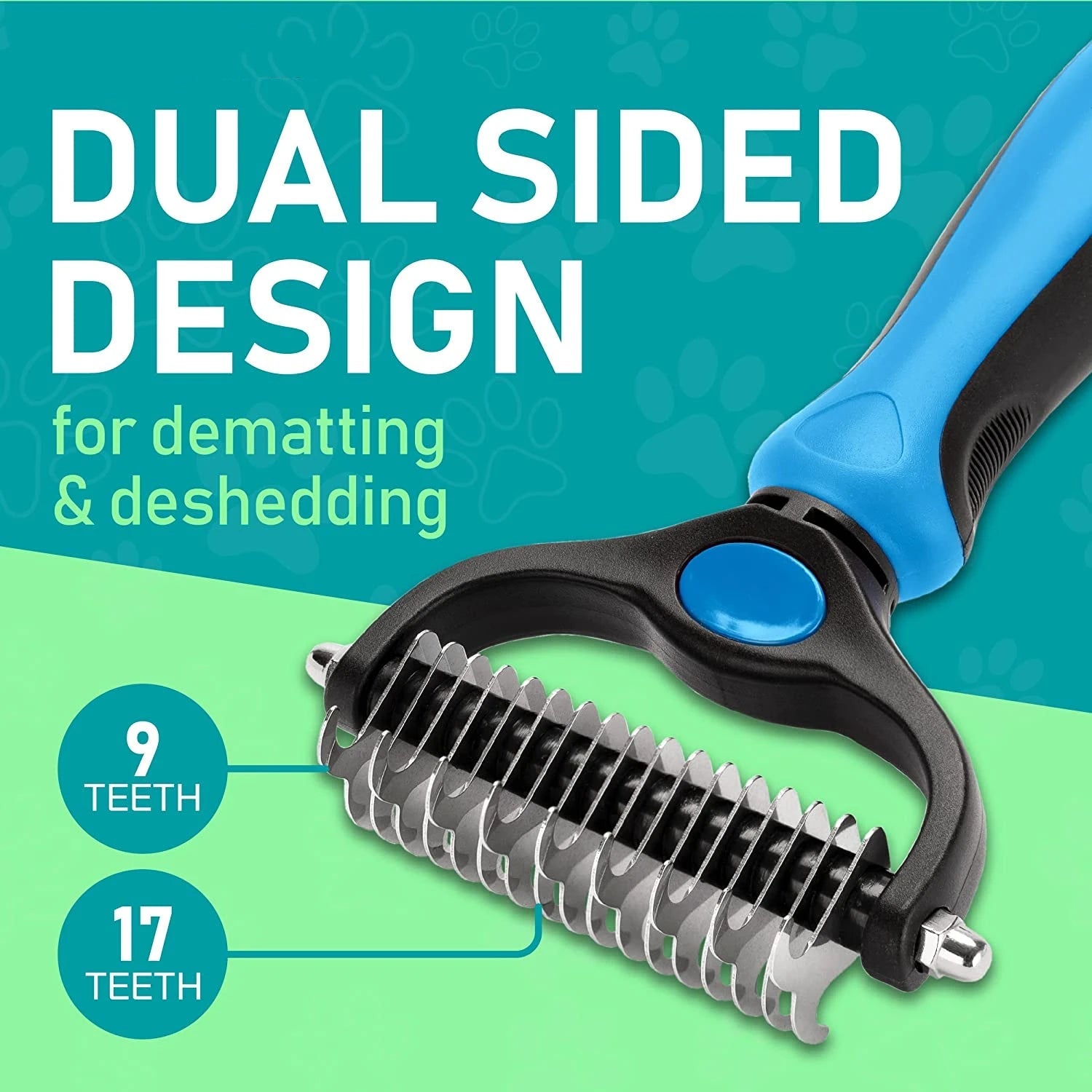 Pet Deshedding Brush for Dogs and Cats - Double - Sided Undercoat Rake for Dogs & Cats - Shedding Comb and Dematting Tool for Grooming, Extra Wide - Firstpetcentral