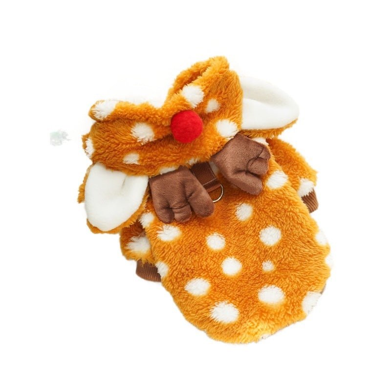 Pet Dog Cat Christmas Clothes Elk Supplies Autumn And Winter Fleece - lined Medium - sized Dog Bichon Jarre Aero Bull Corgi Pet Costume - Firstpetcentral
