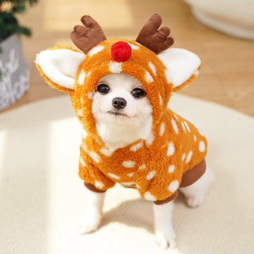 Pet Dog Cat Christmas Clothes Elk Supplies Autumn And Winter Fleece - lined Medium - sized Dog Bichon Jarre Aero Bull Corgi Pet Costume - Firstpetcentral