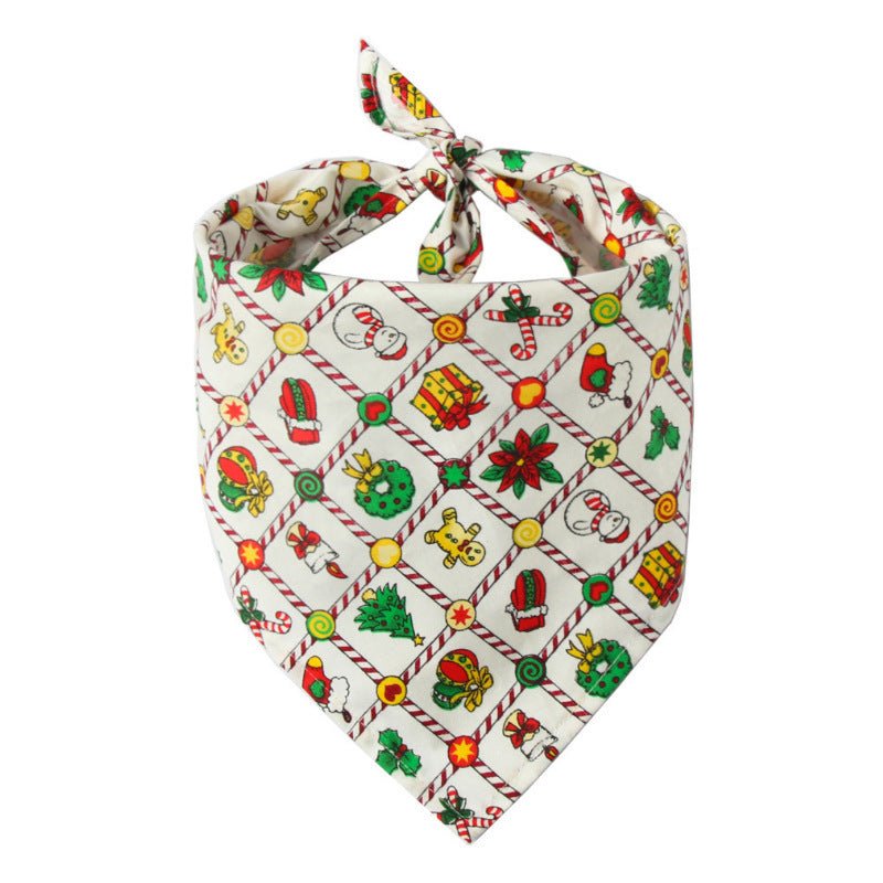 Pet Dog Christmas Print Triangle Scarf - Firstpetcentral