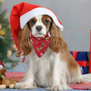Pet Dog Christmas Print Triangle Scarf - Firstpetcentral