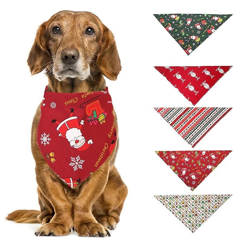 Pet Dog Christmas Print Triangle Scarf - Firstpetcentral