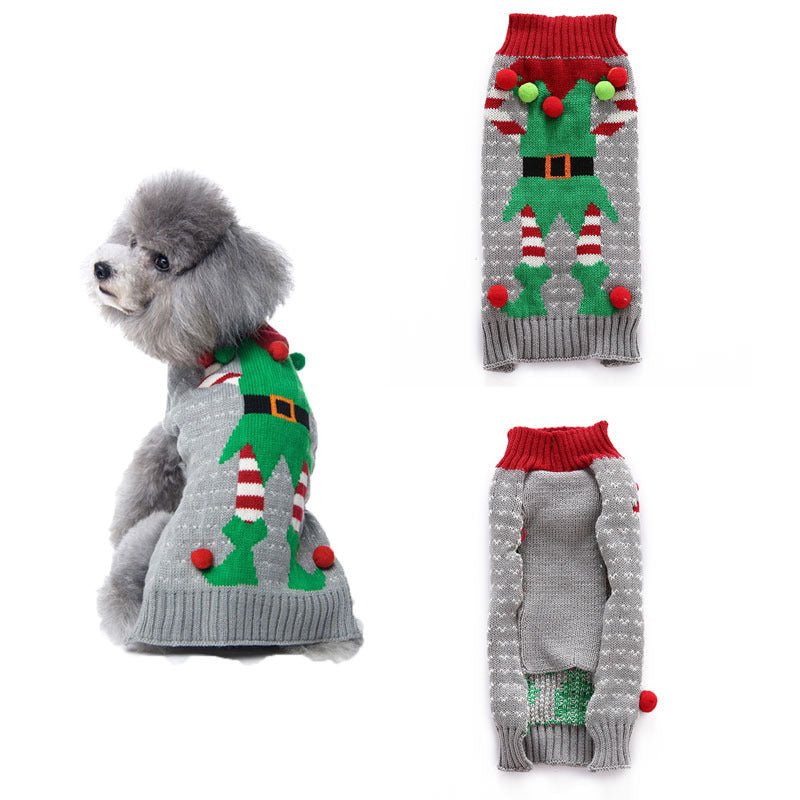 Pet dog clothes christmas pompom christmas small - Firstpetcentral