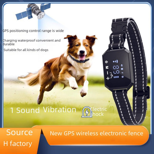 Pet electronic fence GPS wireless electronic fence intelligent positioning dog trainer collar intelligent barking stop outdoor - Firstpetcentral