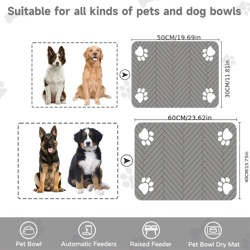 Pet Feeding Mat - Absorbent Pet Pad, Suitable for Food and Water Bowls with Waterproof Rubber Base, Quick - Dry Moisture Distribution Mat for Dogs and Cats, Dog Owners, Cat Owners - Firstpetcentral
