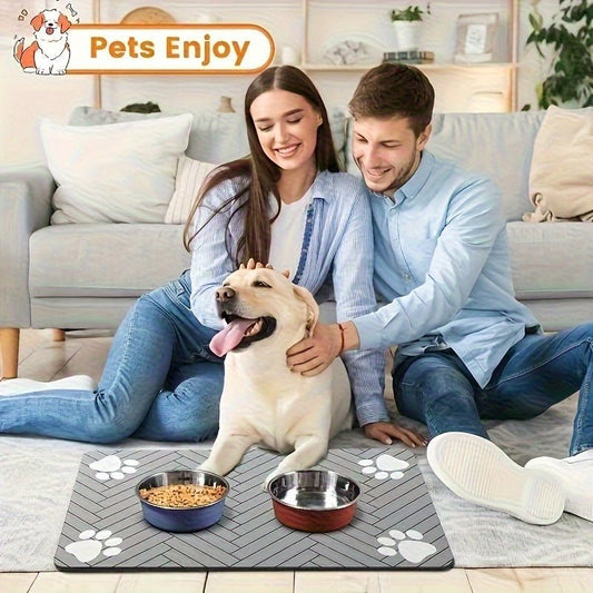Pet Feeding Mat - Absorbent Pet Pad, Suitable for Food and Water Bowls with Waterproof Rubber Base, Quick - Dry Moisture Distribution Mat for Dogs and Cats, Dog Owners, Cat Owners - Firstpetcentral