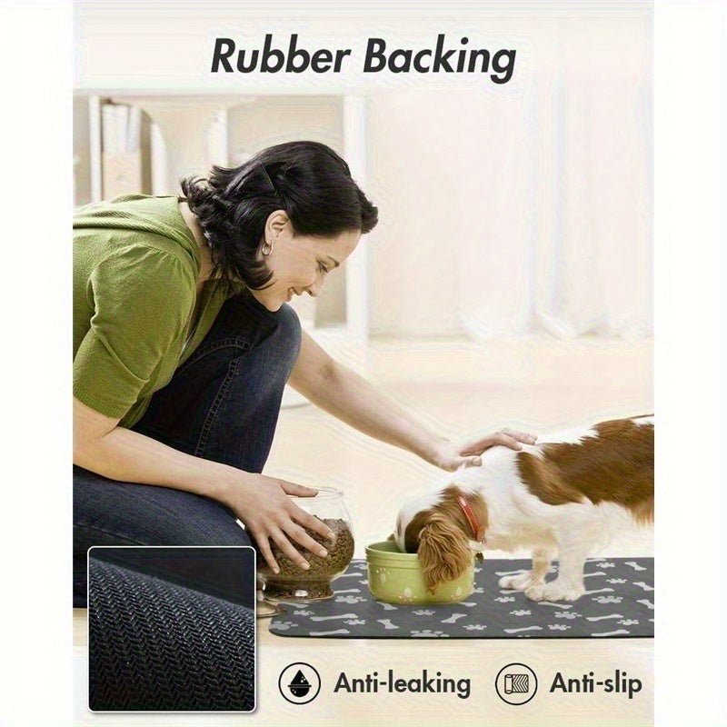 Pet Feeding Mat - Absorbent Pet Pad, Suitable for Food and Water Bowls with Waterproof Rubber Base, Quick - Dry Moisture Distribution Mat for Dogs and Cats, Dog Owners, Cat Owners - Firstpetcentral