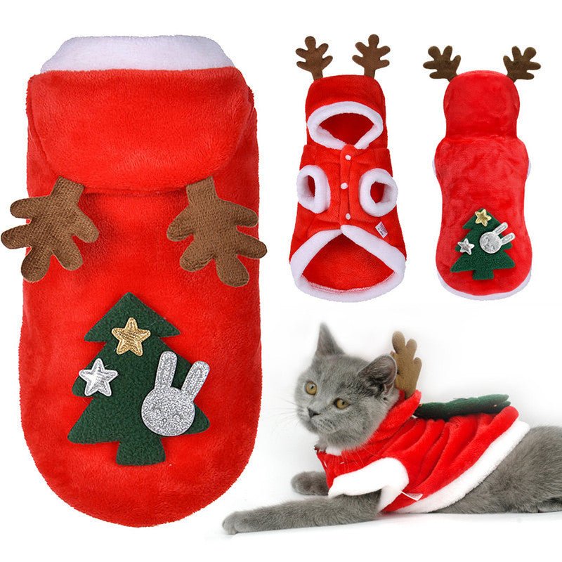 Pet flannel elk christmas clothes - Firstpetcentral