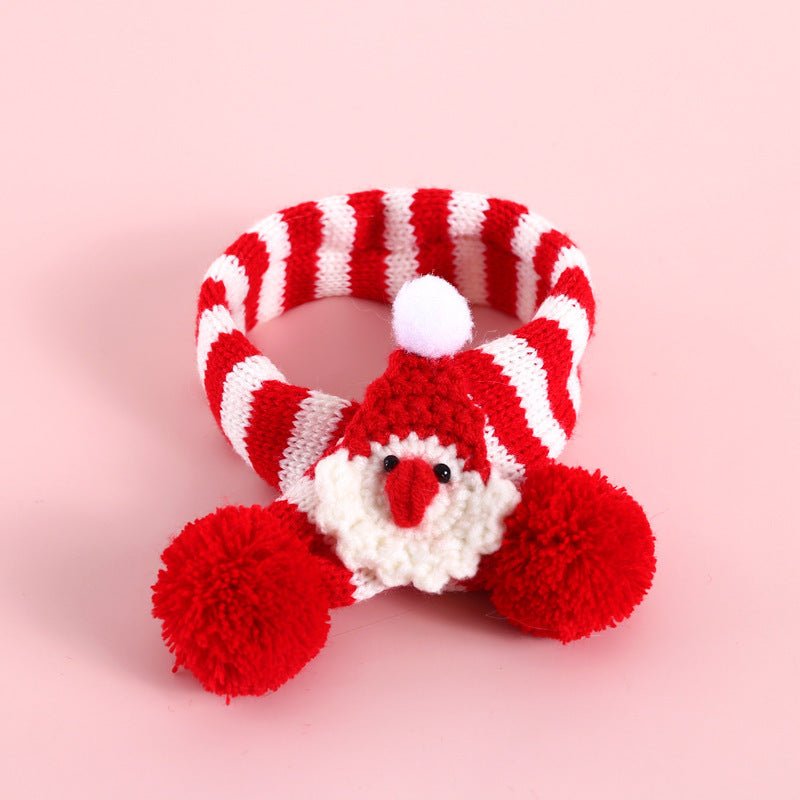 Pet Knitted Woolen Striped Christmas Scarf - Firstpetcentral