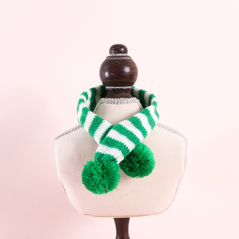 Pet Knitted Woolen Striped Christmas Scarf - Firstpetcentral