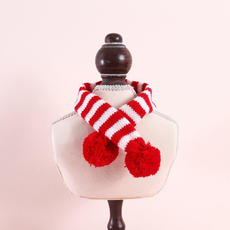 Pet Knitted Woolen Striped Christmas Scarf - Firstpetcentral