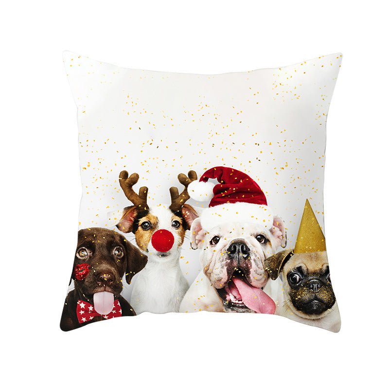 Pet Printing Christmas Peach Skin Fabric Pillow Cover - Firstpetcentral