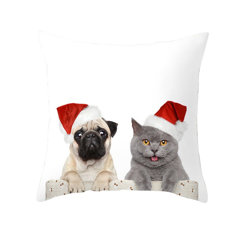Pet Printing Christmas Peach Skin Fabric Pillow Cover - Firstpetcentral
