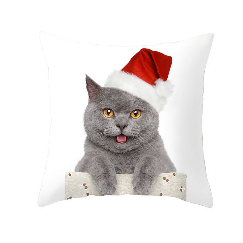 Pet Printing Christmas Peach Skin Fabric Pillow Cover - Firstpetcentral