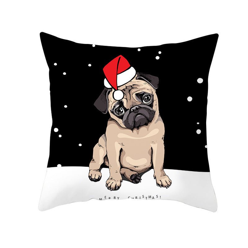 Pet Printing Christmas Peach Skin Fabric Pillow Cover - Firstpetcentral