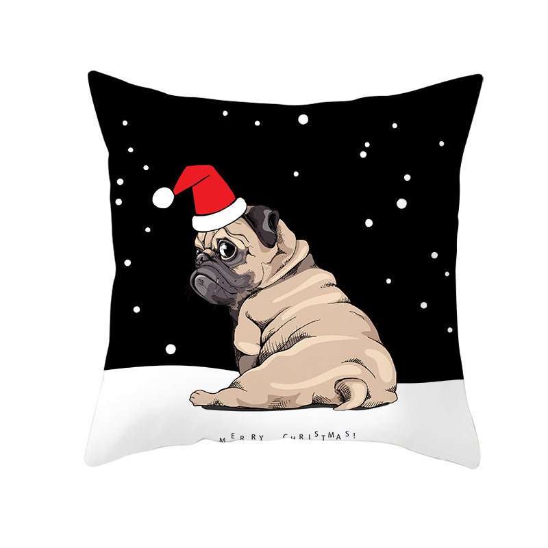 Pet Printing Christmas Peach Skin Fabric Pillow Cover - Firstpetcentral