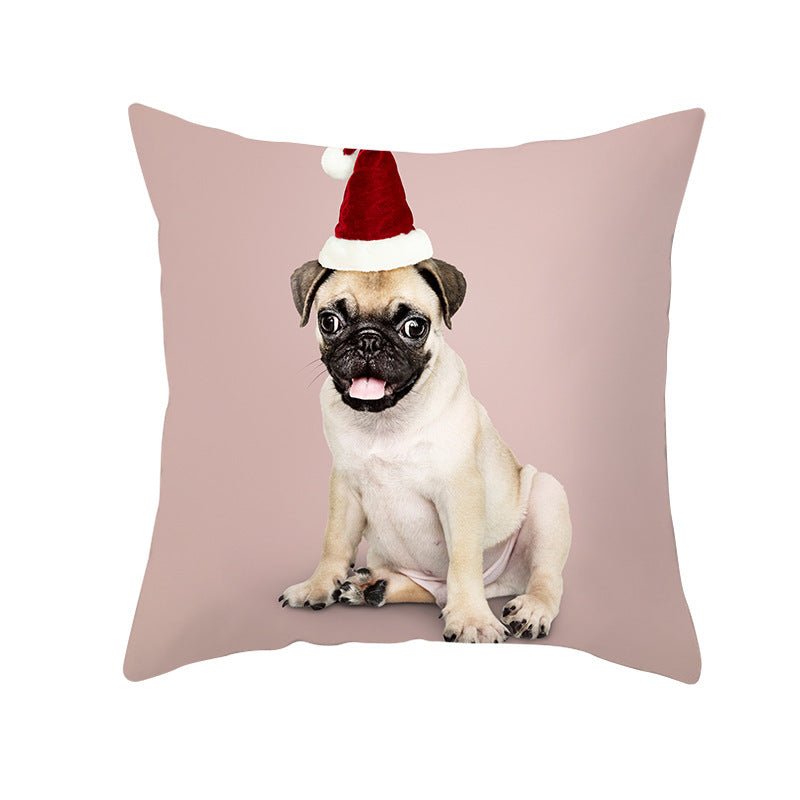 Pet Printing Christmas Peach Skin Fabric Pillow Cover - Firstpetcentral