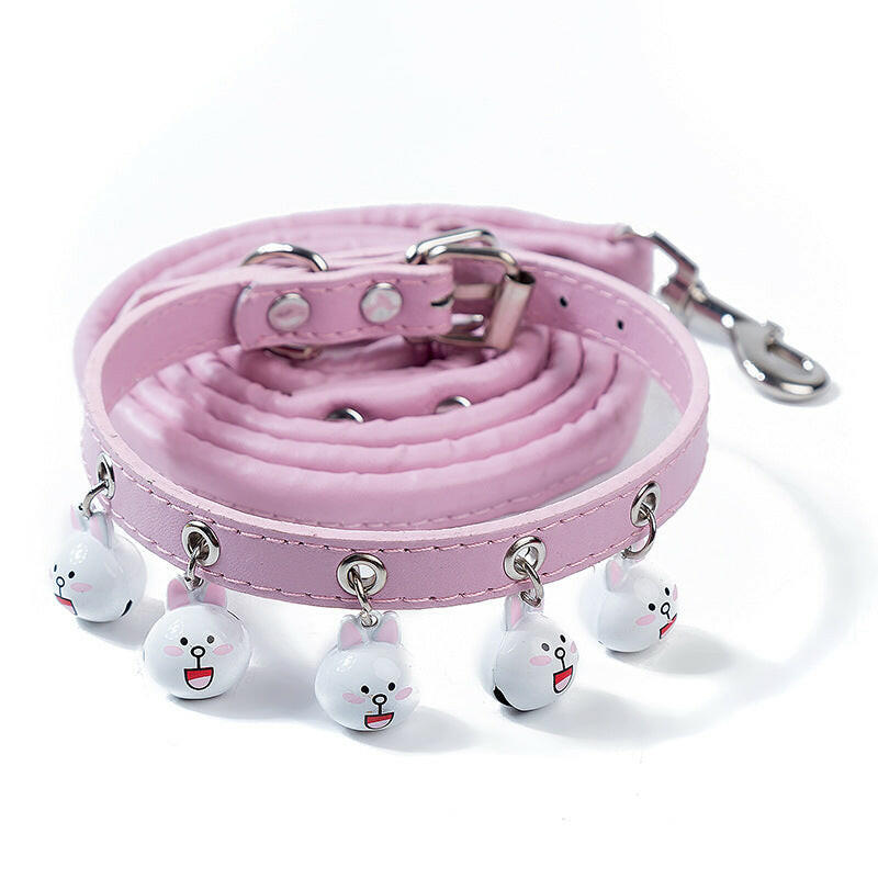 Pet Supplies Cartoon Bells Cat and Dog Collars Cat Collars Teddy Bells Dog Chain Leash Set - Firstpetcentral
