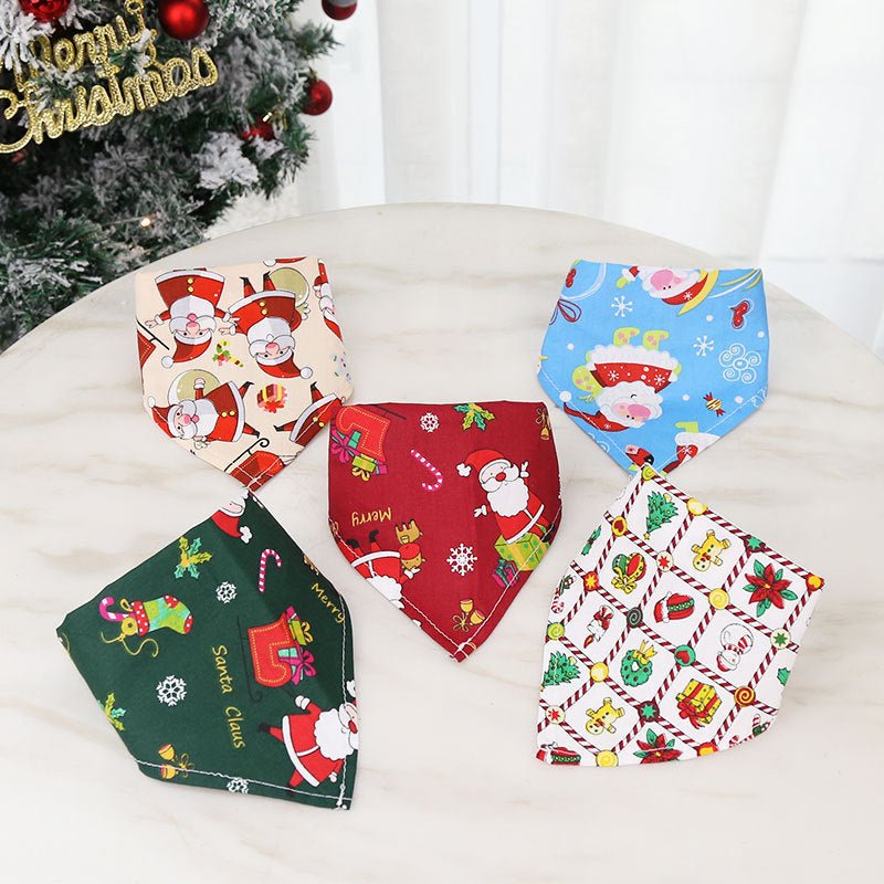 Pet Supplies Dogs Cats Christmas Cotton Printed Pet Dress Triangle Scarf - Firstpetcentral